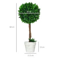Ein 2er-Set künstlicher Buchsbäume in Grün, 60cm hoch und UV-beständig.