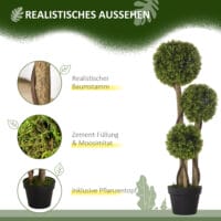 Künstlicher Buchsbaum 90 cm mit UV-Schutz in Hellgrün, realistische Optik.