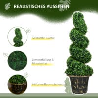 Künstliche Pflanzen im 2er-Set, 90 cm hoch, UV-beständig in Grün.