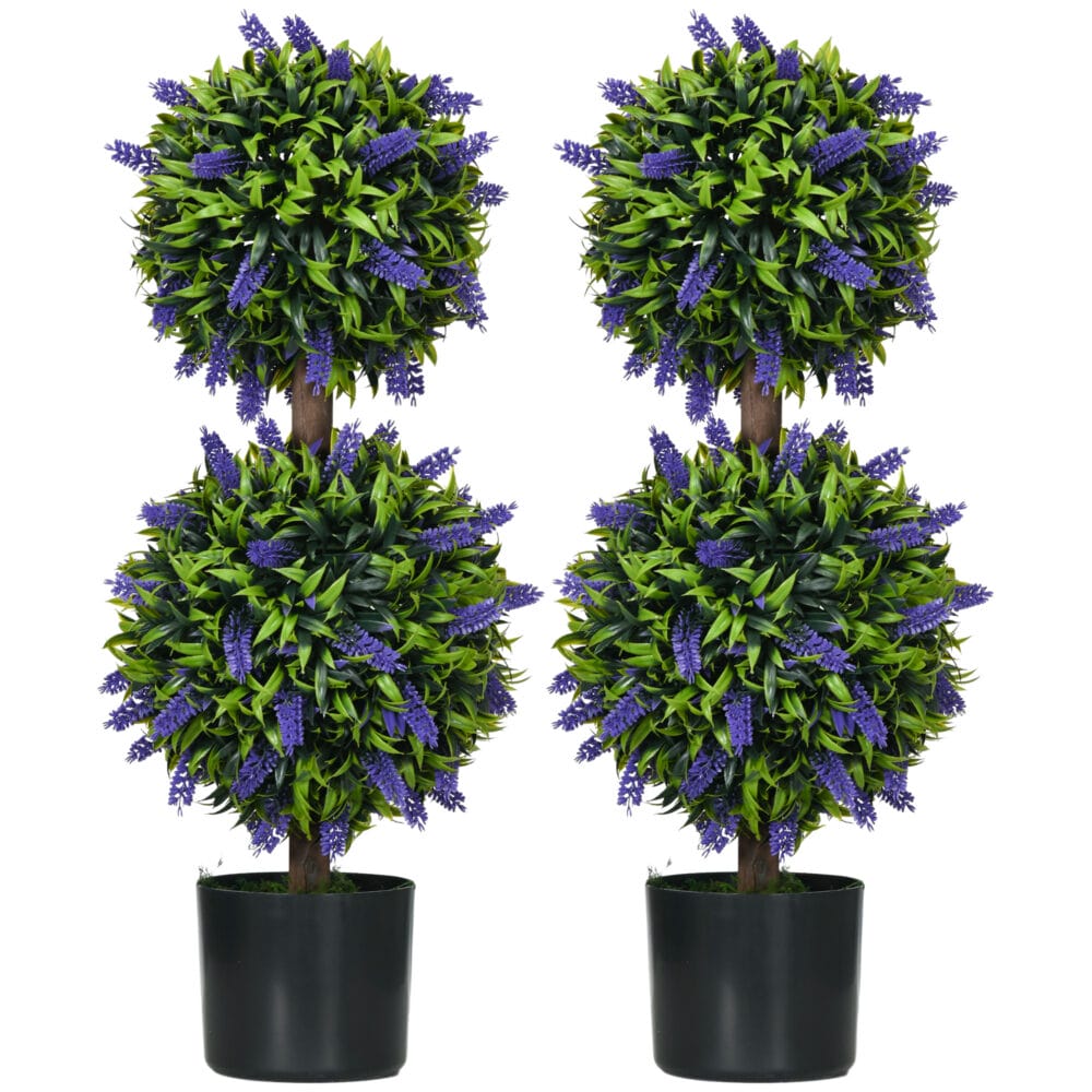 Künstliche Lavendelpflanzen 70 cm im 2er-Set in Grün für dekorative Zwecke.