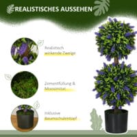 Künstliche Lavendelpflanzen 70 cm im 2er-Set in Grün für dekorative Zwecke.