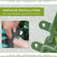 Künstliche Pflanzenwand 12er Set in Grün-Rot, dekorativ und pflegeleicht.