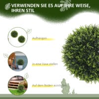 Künstliche Zeder 45 cm hoch im 2er-Set als Dekopflanze für Indoor & Outdoor in Grün.