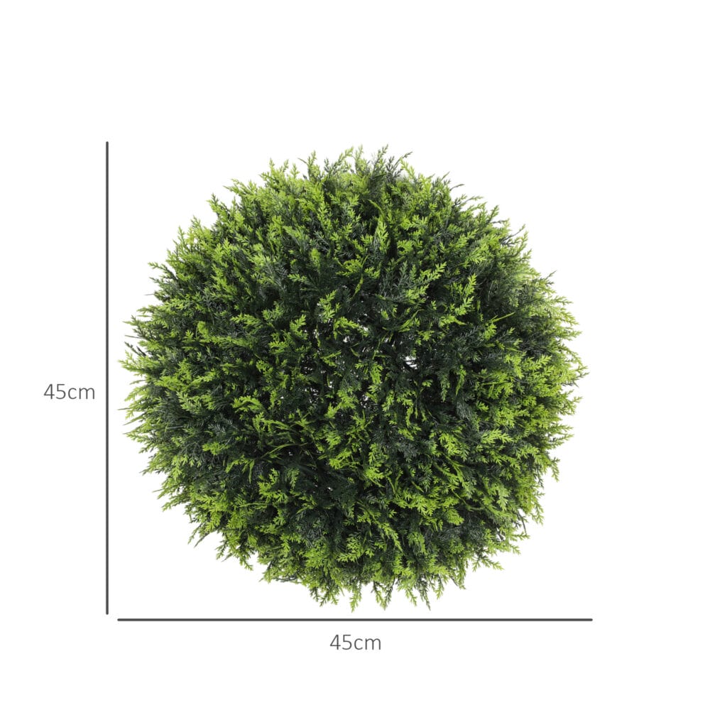 Künstliche Zeder 45 cm hoch im 2er-Set als Dekopflanze für Indoor & Outdoor in Grün.