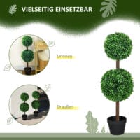 Künstlicher Buchsbaum im 2er-Set, 90 cm hoch, pflegeleicht und dekorativ.