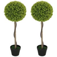 Künstlicher Eukalyptus im 2er-Set, 90 cm hoch, im Topf für Büro, Garten und Zuhause in Grün.