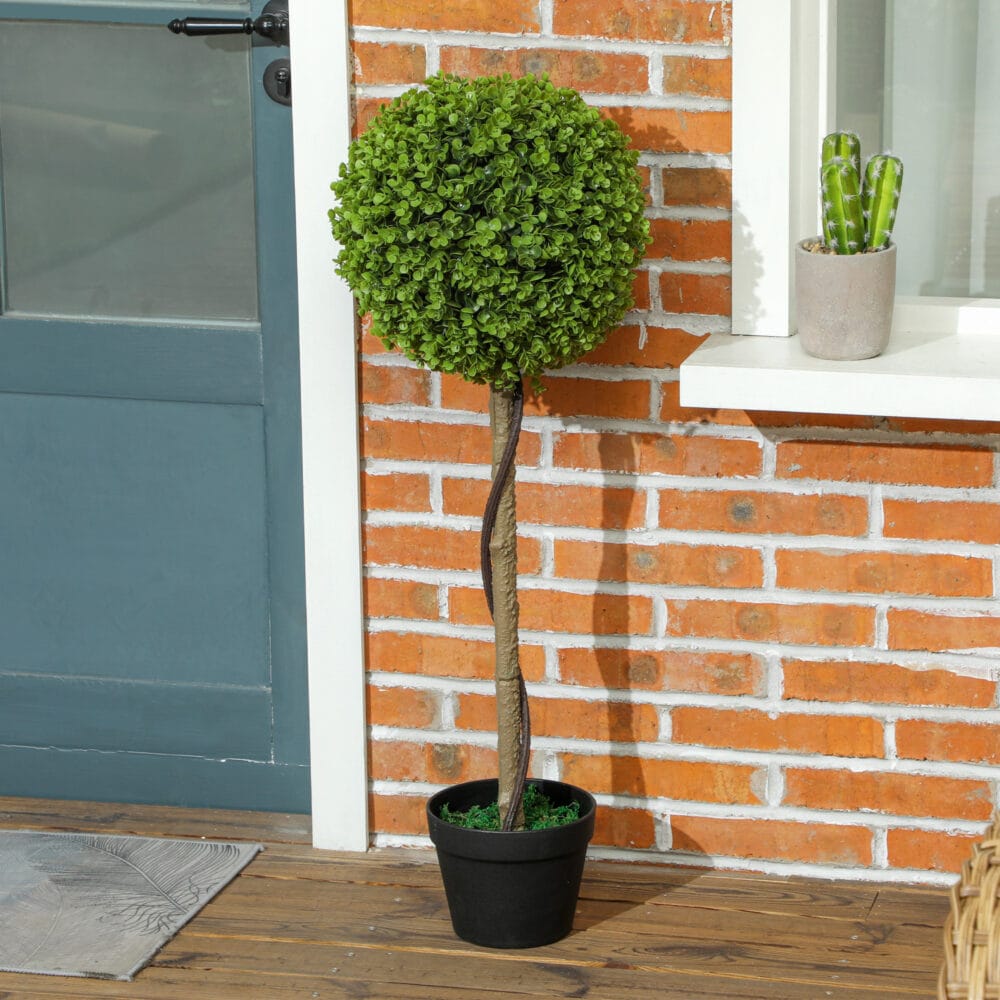 Künstlicher Eukalyptus im 2er-Set, 90 cm hoch, im Topf für Büro, Garten und Zuhause in Grün.