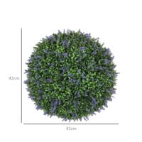 Künstlicher Lavendel im 2er-Set, 42 cm hoch, in Kugelform, Violett-Grün.