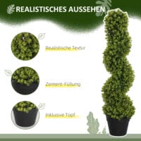 Künstlicher Spiral-Eukalyptus 90 cm hoch im 2er-Set in Grün, dekorativ und pflegeleicht.
