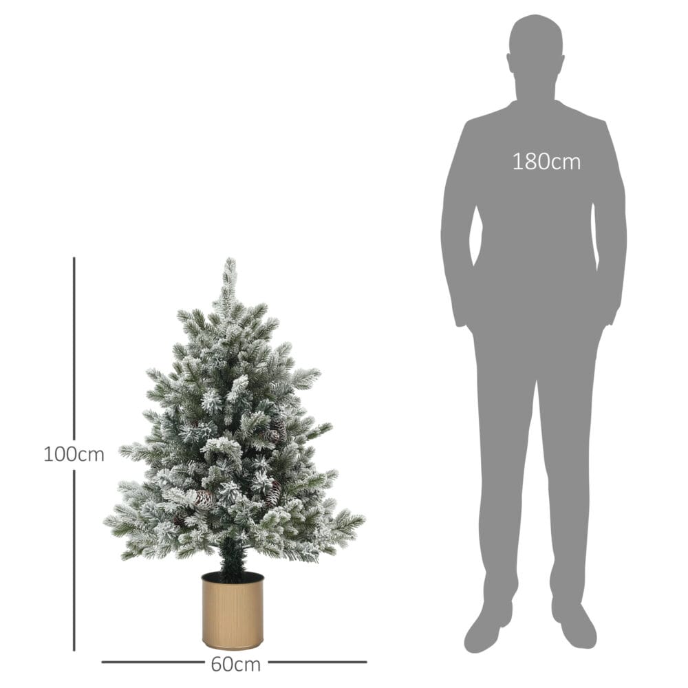 Künstlicher Weihnachtsbaum Christbaum 100cm 130 Spitzen Kunstschnee Grün