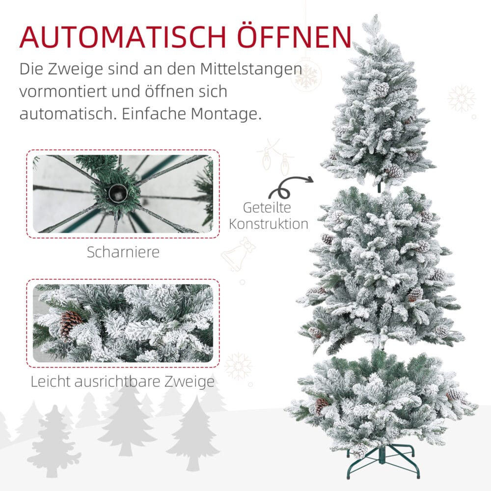 Künstlicher Weihnachtsbaum Christbaum 180cm 1489 Spitzen mit Kunstschnee