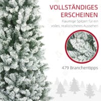 Künstlicher Weihnachtsbaum Christbaum 180cm 479 Spitzen mit Kunstschnee