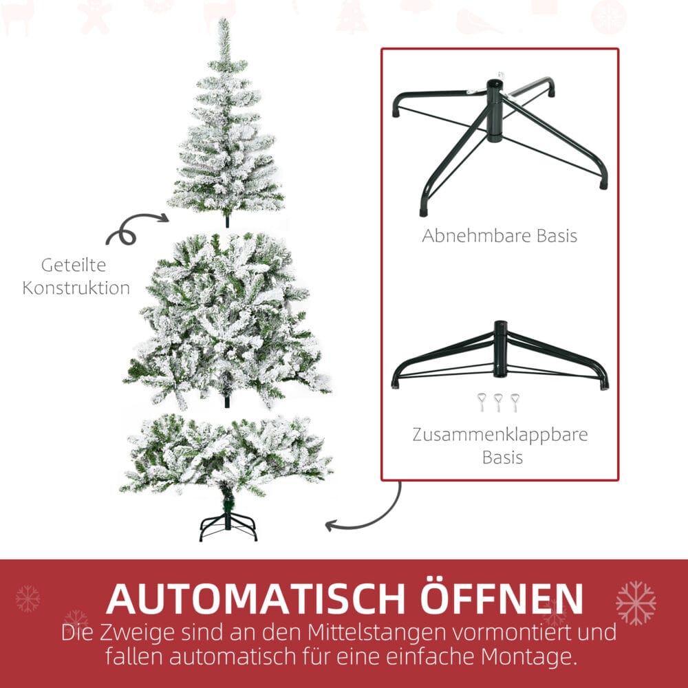 Künstlicher Weihnachtsbaum Christbaum 180cm 750 Spitzen mit Kunstschnee