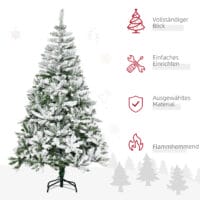 Künstlicher Weihnachtsbaum Christbaum 180cm 750 Spitzen mit Kunstschnee