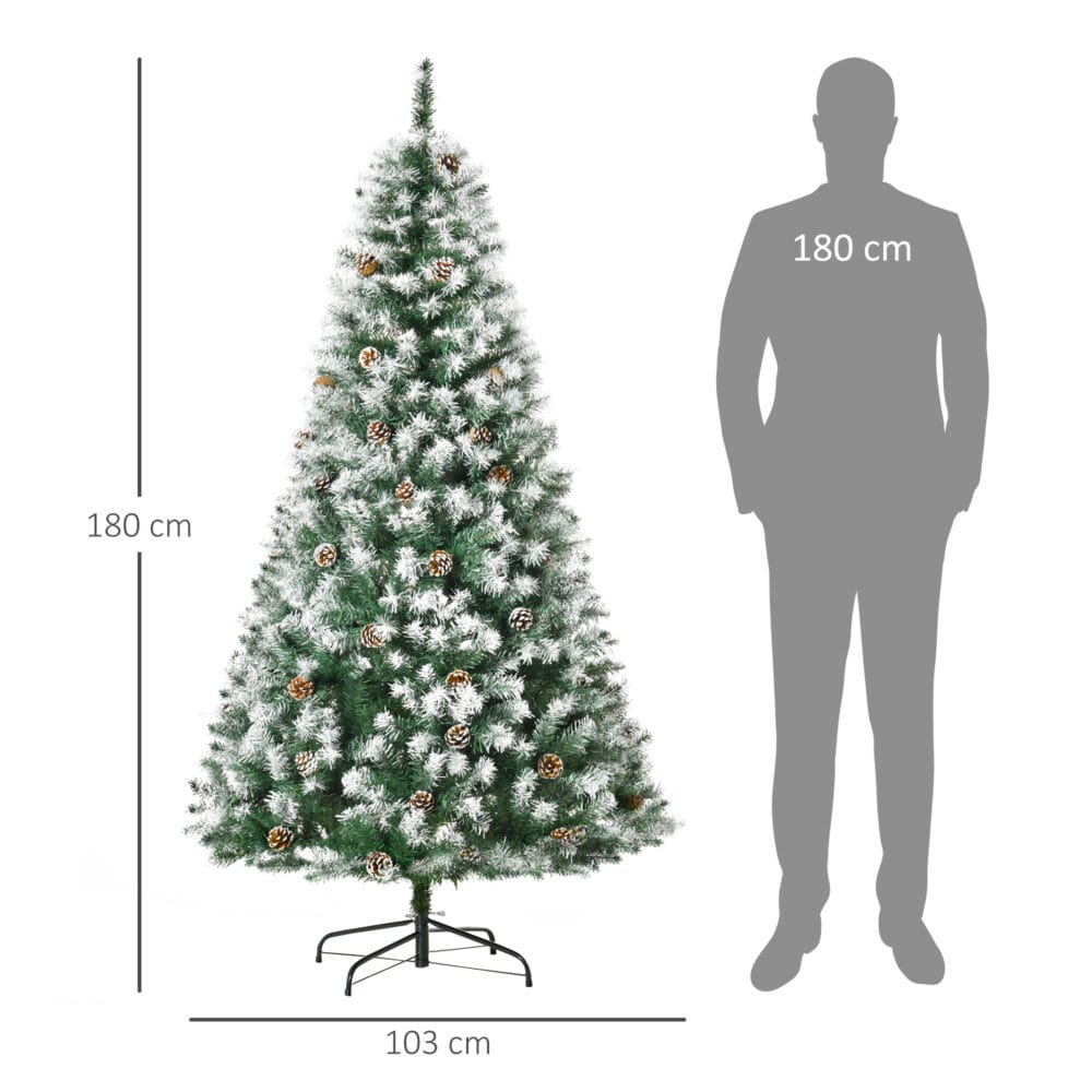 Künstlicher Weihnachtsbaum Christbaum 180cm 800 Spitzen mit Kunstschnee