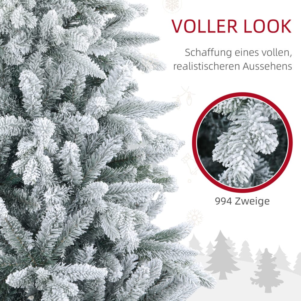 Künstlicher Weihnachtsbaum Christbaum 180cm 994 Spitzen mit Kunstschnee