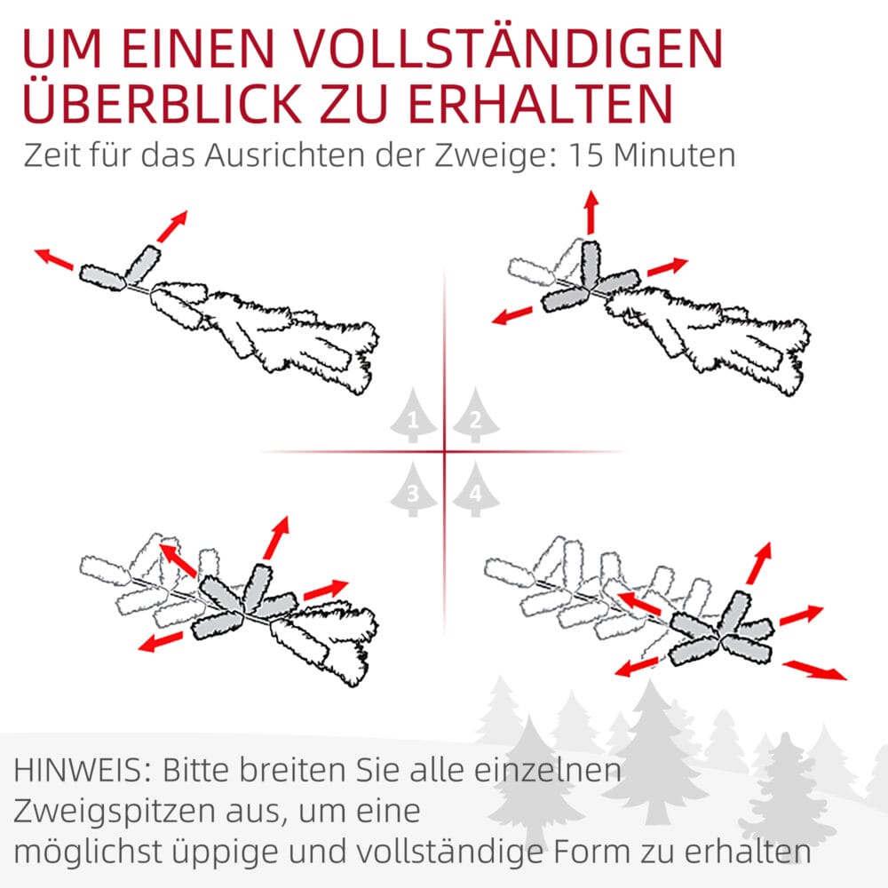 Künstlicher Weihnachtsbaum Christbaum 210cm 405 Spitzen 180 LEDs