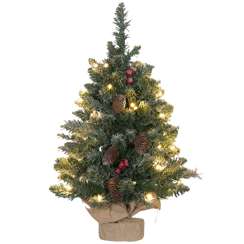 Künstlicher Weihnachtsbaum Christbaum 60cm mit 50 LEDs & Tannenzapfen