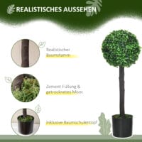 Kunstpflanze Buchsbaum im 2er-Set, 60 cm hoch, naturgetreu.