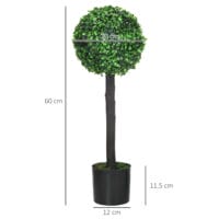 Kunstpflanze Buchsbaum im 2er-Set, 60 cm hoch, naturgetreu.