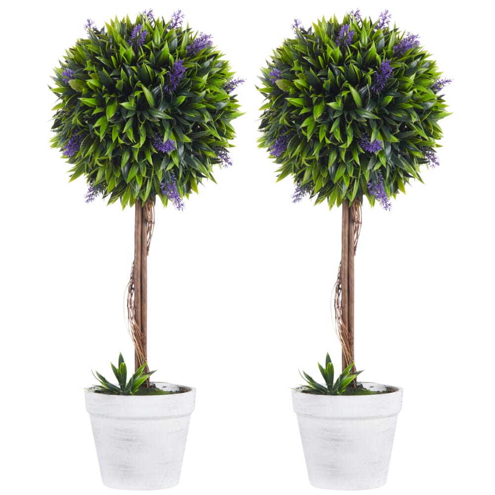 Kunstpflanzen Lavendel im 2er-Set, 60 cm hoch, für Innen- und Außenbereiche.