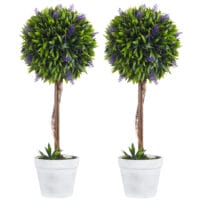 Kunstpflanzen Lavendel im 2er-Set, 60 cm hoch, für Innen- und Außenbereiche.