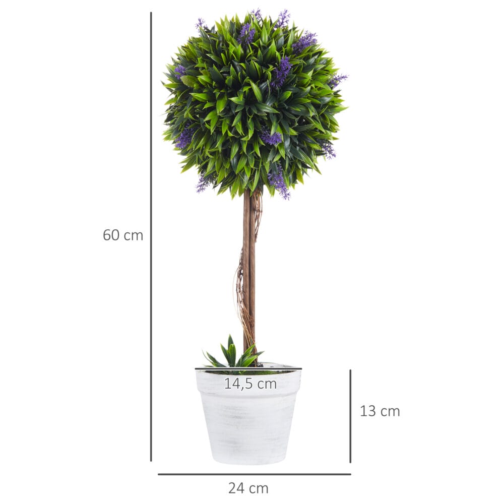 Kunstpflanzen Lavendel im 2er-Set, 60 cm hoch, für Innen- und Außenbereiche.