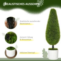 Kunstpflanzen Zypresse im 2er-Set, 90 cm, für Innen- und Außenbereiche geeignet.