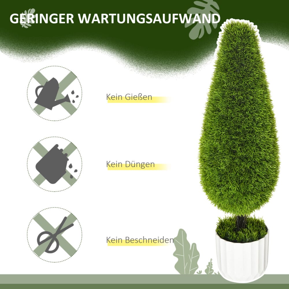 Kunstpflanzen Zypresse im 2er-Set, 90 cm, für Innen- und Außenbereiche geeignet.