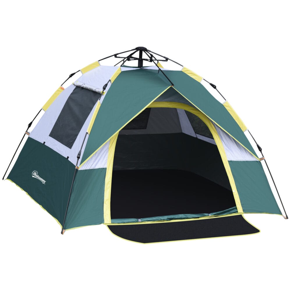 Kuppelzelt für 3 Personen, 205x195x135 cm, aus Polyester, Farbe Grün.