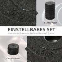 Kurzhantel-Set 50 kg inklusive Stangen und Gewichten, ideal für Fitness-Training und Muskelaufbau.