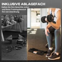 Verstellbare Kurzhantel mit Gewichten von 3,5 bis 10 kg, multifunktional für effektives Heimtraining.