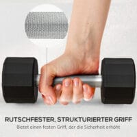 Rutschfestes Kurzhantel-Set 10kg aus Metall in Schwarz.