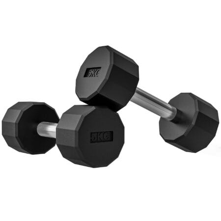Rutschfestes Kurzhantel-Set 10kg aus Metall in Schwarz.