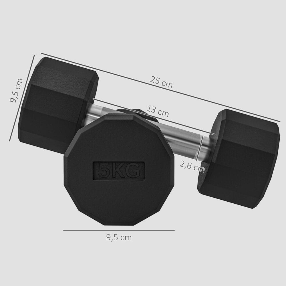Rutschfestes Kurzhantel-Set 10kg aus Metall in Schwarz.
