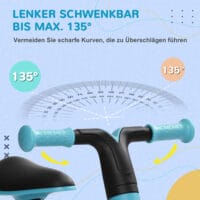 Blaues Laufrad mit höhenverstellbarem Sitz für Kinder von 1,5 bis 3 Jahren, stabil und sicher