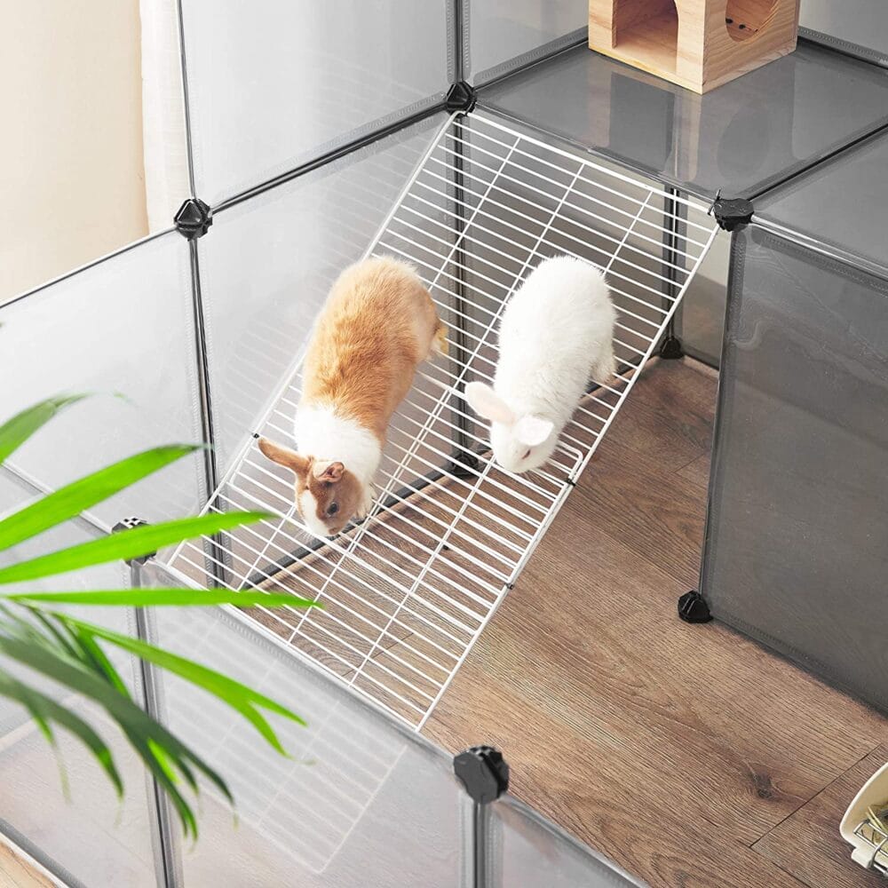Laufstall Meerschweinchen Gehege Modular Metall Grau