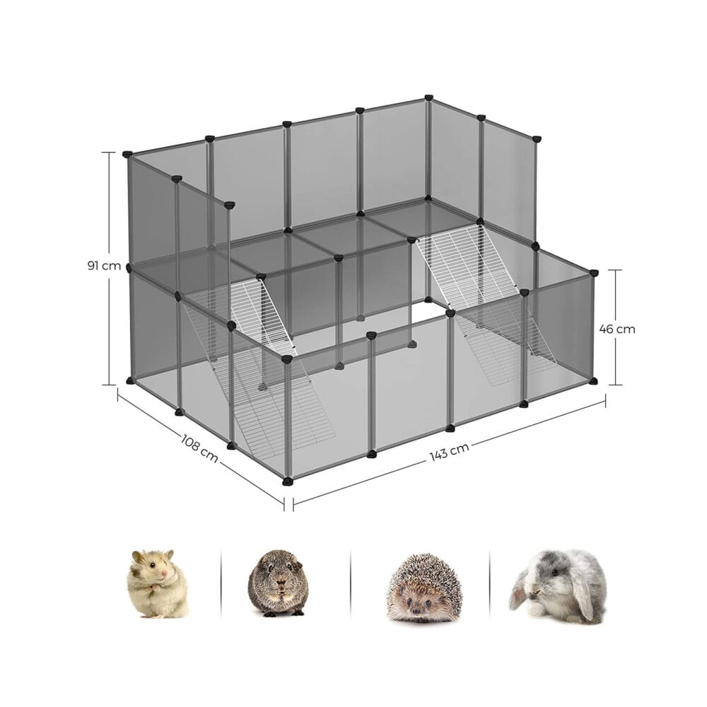 Laufstall Meerschweinchen Gehege Modular Metall Grau