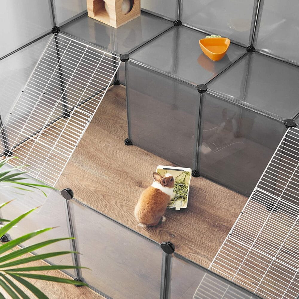 Laufstall Meerschweinchen Gehege Modular Metall Grau