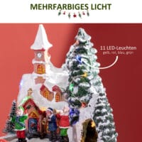 LED Weihnachtsdorf Winterlandschaft mit Kirche Bäumen & Zug