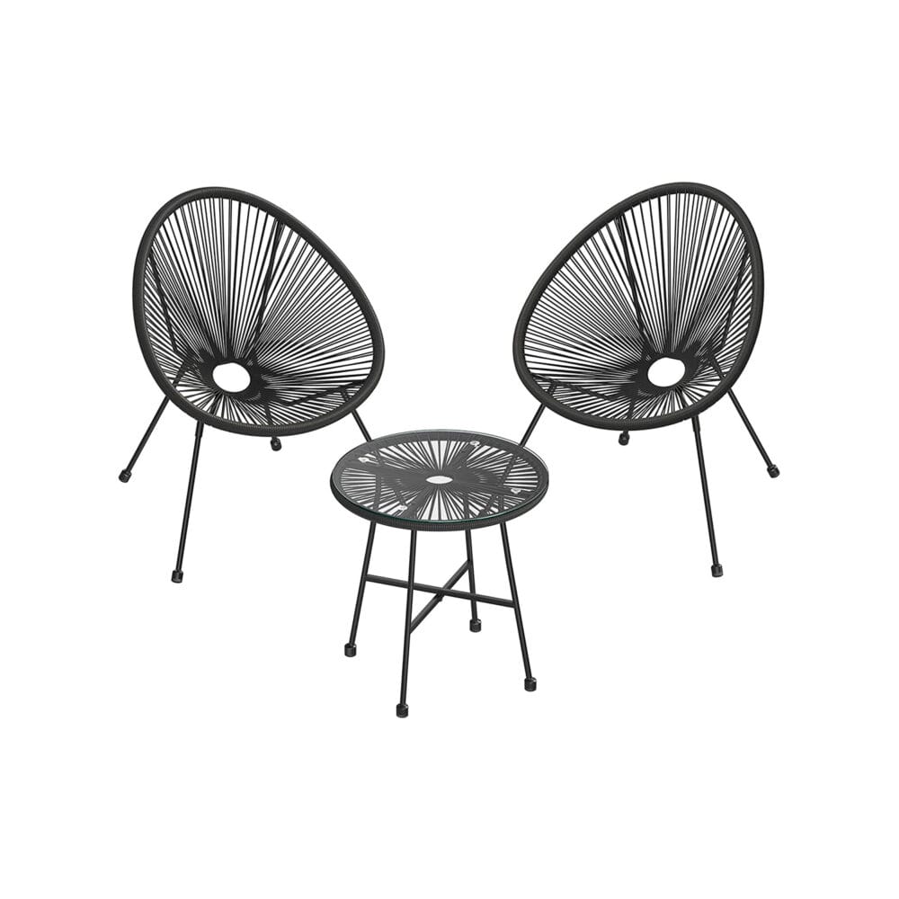 3-teilige Lounge Garnitur Indoor Outdoor, Metall Schwarz