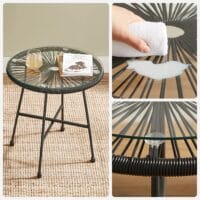 3-teilige Lounge Garnitur Indoor Outdoor, Metall Schwarz