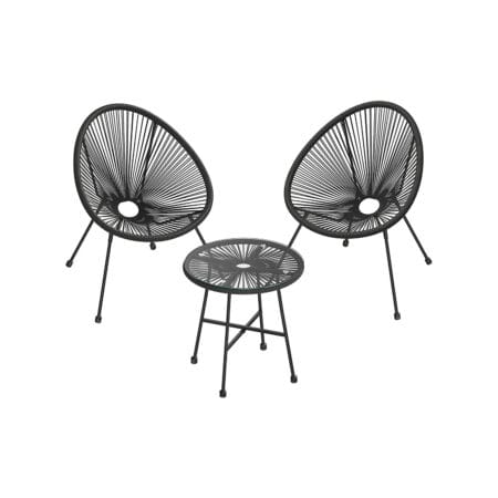 3-teilige Lounge Garnitur Indoor Outdoor, Metall Schwarz