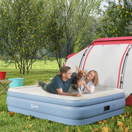 Luftmatratze für 2 Personen, mit Elektropumpe, 203x152x46 cm, Farbe Hellblau.