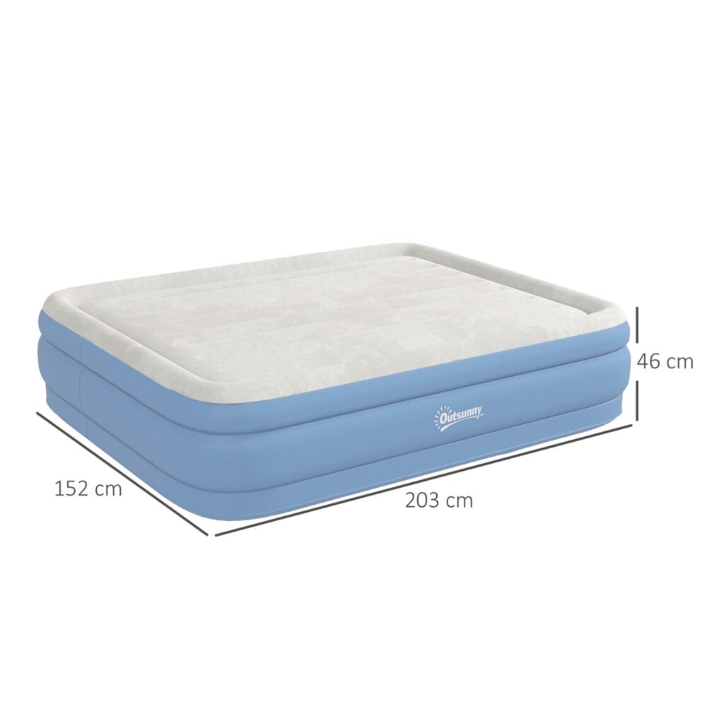 Luftmatratze für 2 Personen, mit Elektropumpe, 203x152x46 cm, Farbe Hellblau.