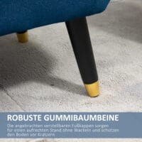 Blaue Luxus-Sitzbank mit geräumigem Stauraum, Masse 107x42x65cm. Eine stilvolle und praktische Bereicherung für Ihr Zuhause.