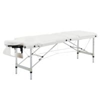Klappbare Massageliege, höhenverstellbar, perfekt für Spa- und Salonanwendungen, in elegantem Weiss.
