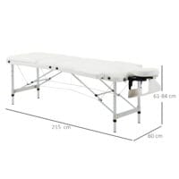 Klappbare Massageliege, höhenverstellbar, perfekt für Spa- und Salonanwendungen, in elegantem Weiss.
