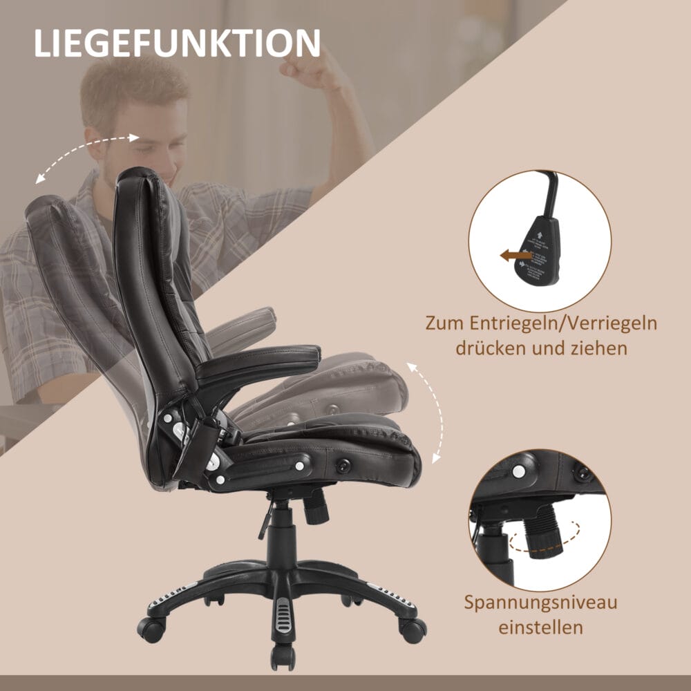 Massagesessel Bürostuhl 6-Punkt Massage Wärmefunktion – Produktfoto zeigt modernes Design, hochwertige Materialien und funktionale Eigenschaften ideal für Wohn- oder Arbeitsbereiche. Perfekt als Einrichtungsinspiration oder zur Produktpräsentation in einem Onlineshop.