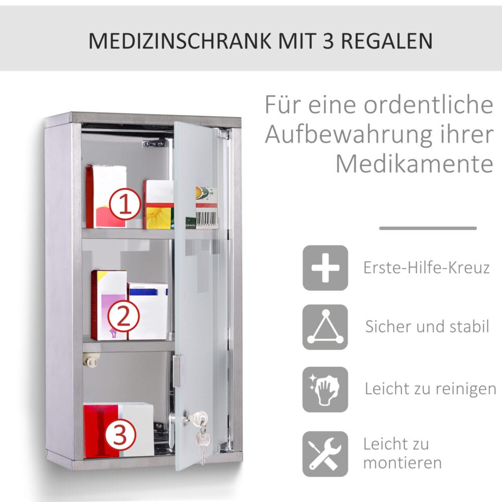 Medizinschrank Hausapotheke Erste-Hilfe-Schrank mit Schloss